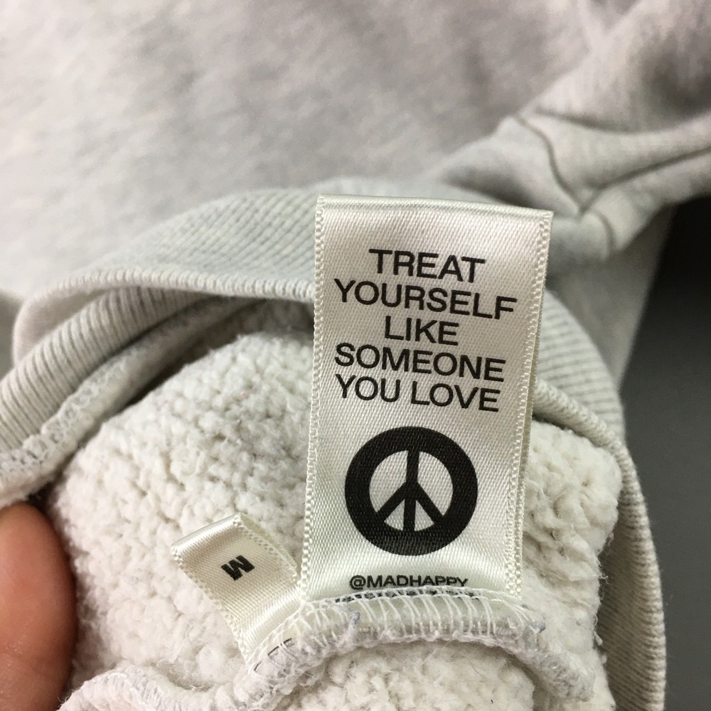 Madhappy Est 2017 Size M Peace Sign Graphic Crewneck Sweatshirt Grey Embroidery - Picture 5 of 16